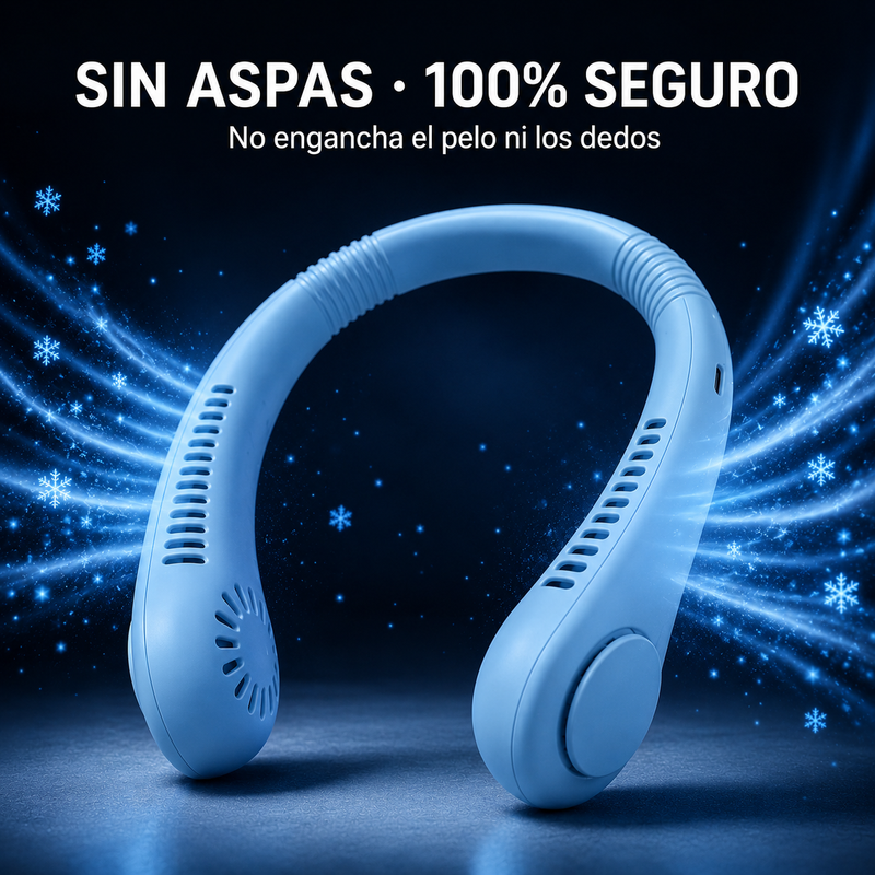 Ventilador de Cuello Portátil Recargable – Sin Aspas y Manos Libres | 3 Velocidades