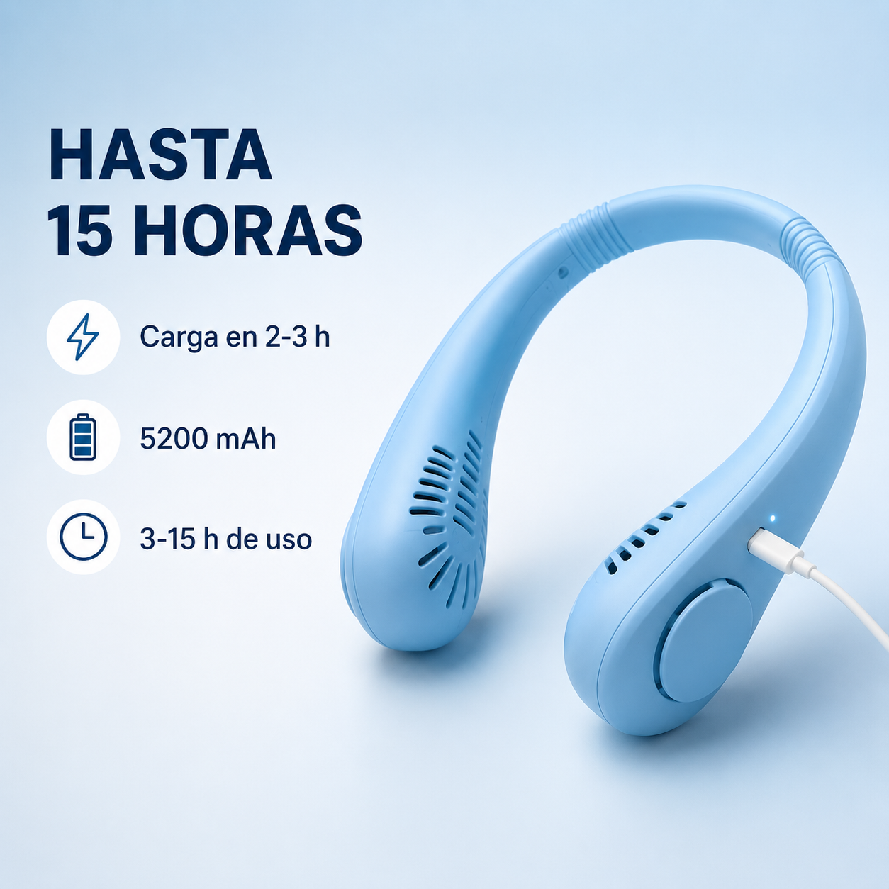 Ventilador de Cuello Portátil Recargable – Sin Aspas y Manos Libres | 3 Velocidades