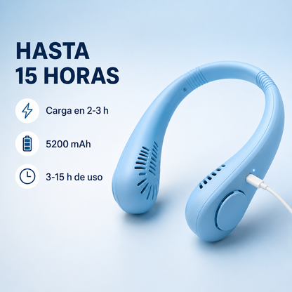 Ventilador de Cuello Portátil Recargable – Sin Aspas y Manos Libres | 3 Velocidades