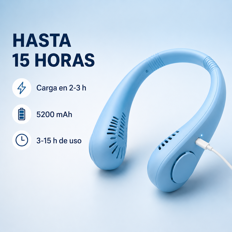 Ventilador de Cuello Portátil Recargable – Sin Aspas y Manos Libres | 3 Velocidades